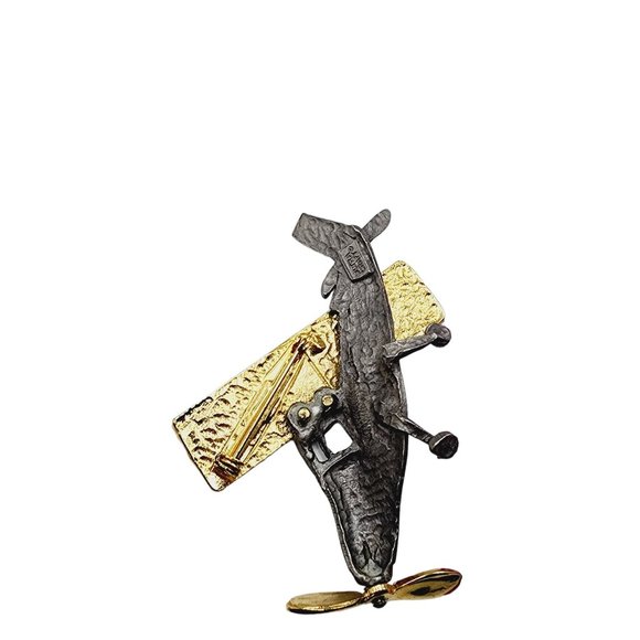 Vintage Signed Ultra Craft Plane Brooch with Articulating Propeller (A1208) - Picture 2 of 7